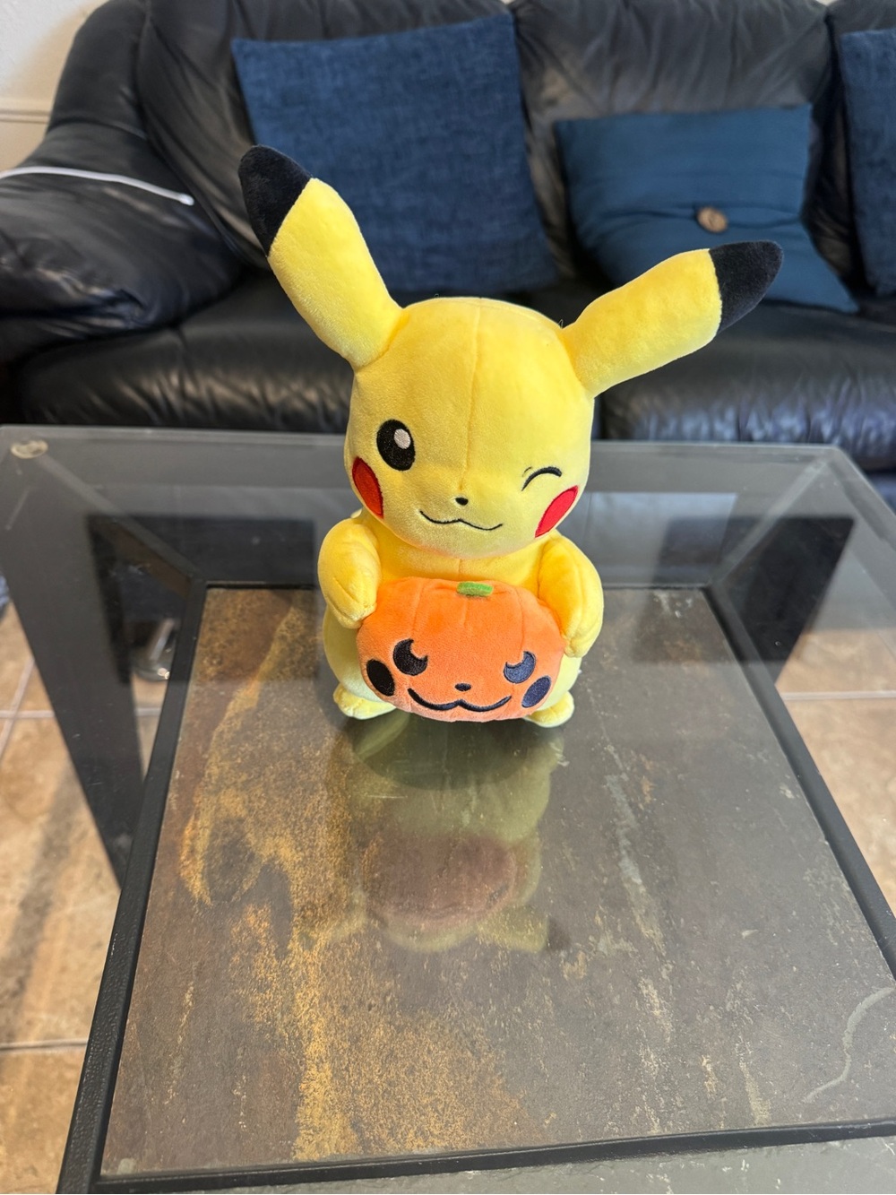 Pokemon Pikachu Plush Holding Orange Pumpkin - Yellow, Black, Red